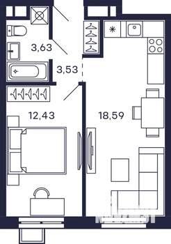 1-к квартира, вторичка, 40м2, 28/28 этаж