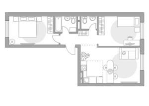 3-к квартира, строящийся дом, 58м2, 1/6 этаж