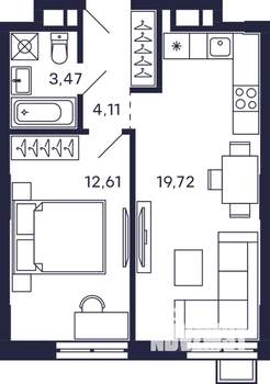 1-к квартира, вторичка, 40м2, 11/28 этаж