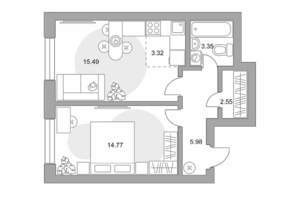 2-к квартира, вторичка, 45м2, 23/23 этаж