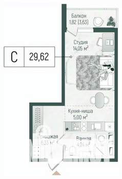 Студия квартира, вторичка, 31м2, 8/10 этаж