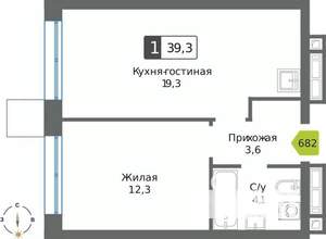 1-к квартира, вторичка, 39м2, 23/32 этаж