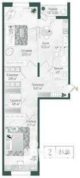 2-к квартира, вторичка, 89м2, 9/10 этаж