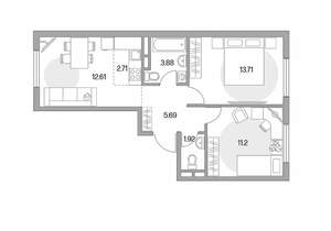 3-к квартира, строящийся дом, 52м2, 6/6 этаж