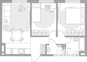 3-к квартира, строящийся дом, 54м2, 4/6 этаж