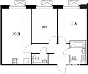 3-к квартира, вторичка, 55м2, 3/10 этаж