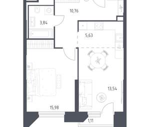1-к квартира, вторичка, 51м2, 4/30 этаж