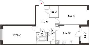 1-к квартира, вторичка, 42м2, 6/6 этаж