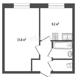 1-к квартира, вторичка, 33м2, 1/6 этаж