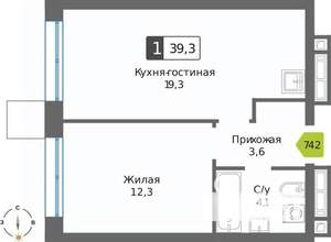 1-к квартира, вторичка, 39м2, 27/32 этаж