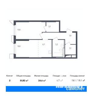 1-к квартира, вторичка, 52м2, 2/32 этаж
