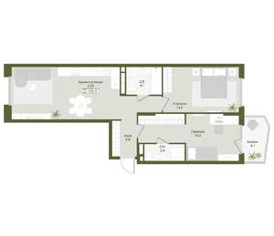 2-к квартира, вторичка, 69м2, 3/8 этаж