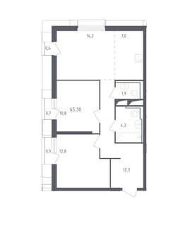 2-к квартира, вторичка, 65м2, 18/30 этаж