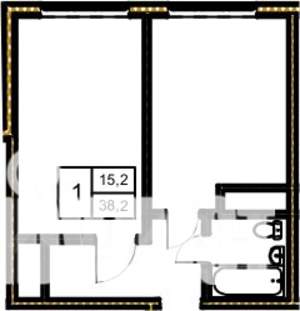 1-к квартира, вторичка, 38м2, 5/5 этаж