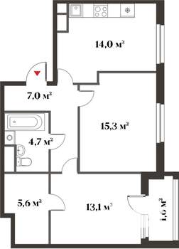 3-к квартира, вторичка, 72м2, 6/6 этаж