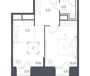 1-к квартира, вторичка, 46м2, 22/30 этаж