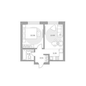 2-к квартира, вторичка, 39м2, 23/25 этаж