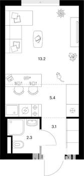 Студия квартира, вторичка, 24м2, 9/9 этаж