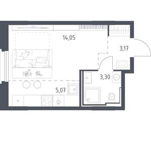 Студия квартира, вторичка, 26м2, 2/24 этаж