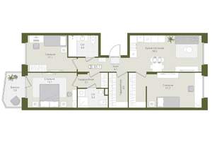 3-к квартира, вторичка, 81м2, 3/8 этаж