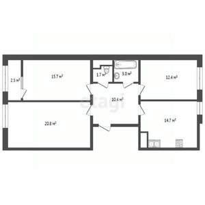 3-к квартира, вторичка, 79м2, 3/25 этаж