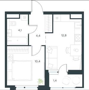 1-к квартира, вторичка, 33м2, 13/14 этаж