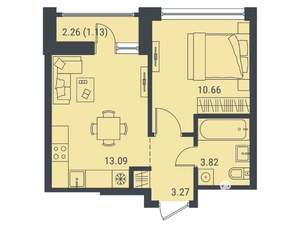 1-к квартира, вторичка, 32м2, 13/14 этаж