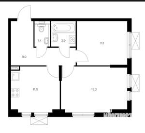 2-к квартира, вторичка, 51м2, 5/9 этаж