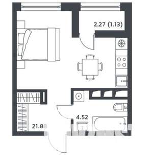 Студия квартира, вторичка, 28м2, 3/14 этаж