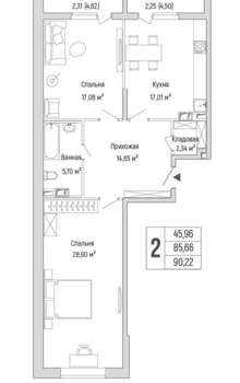 2-к квартира, вторичка, 90м2, 4/9 этаж
