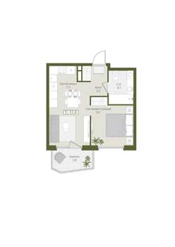 1-к квартира, вторичка, 34м2, 2/8 этаж