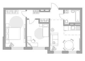 3-к квартира, строящийся дом, 53м2, 1/4 этаж