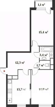 2-к квартира, вторичка, 62м2, 4/6 этаж