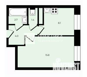 1-к квартира, вторичка, 33м2, 1/4 этаж