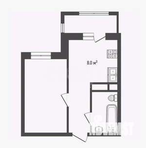1-к квартира, вторичка, 31м2, 6/9 этаж