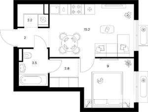 1-к квартира, вторичка, 35м2, 5/9 этаж