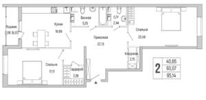 2-к квартира, вторичка, 95м2, 6/9 этаж