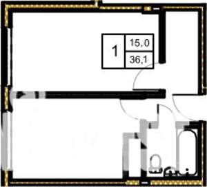 1-к квартира, вторичка, 36м2, 5/5 этаж