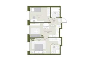 2-к квартира, вторичка, 54м2, 1/8 этаж