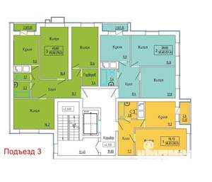 2-к квартира, строящийся дом, 50м2, 4/4 этаж