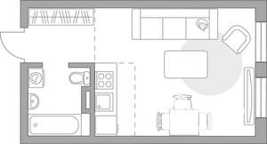 Студия квартира, вторичка, 27м2, 1/6 этаж