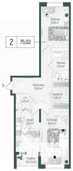 2-к квартира, вторичка, 77м2, 5/10 этаж