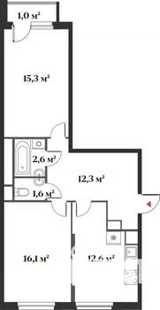 2-к квартира, вторичка, 62м2, 5/6 этаж