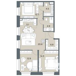 4-к квартира, вторичка, 82м2, 5/6 этаж