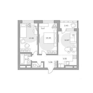 3-к квартира, вторичка, 56м2, 15/25 этаж