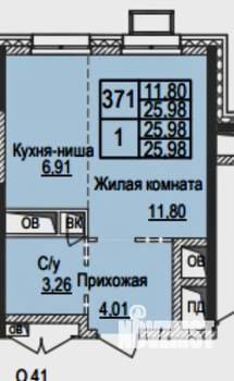 1-к квартира, вторичка, 26м2, 16/24 этаж