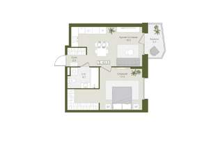 1-к квартира, вторичка, 44м2, 2/8 этаж