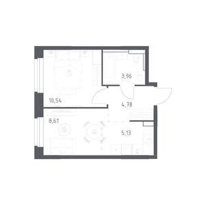 1-к квартира, строящийся дом, 33м2, 17/24 этаж