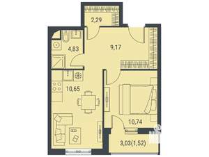 1-к квартира, вторичка, 39м2, 10/15 этаж