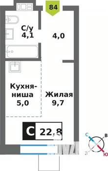 Студия квартира, вторичка, 23м2, 7/9 этаж